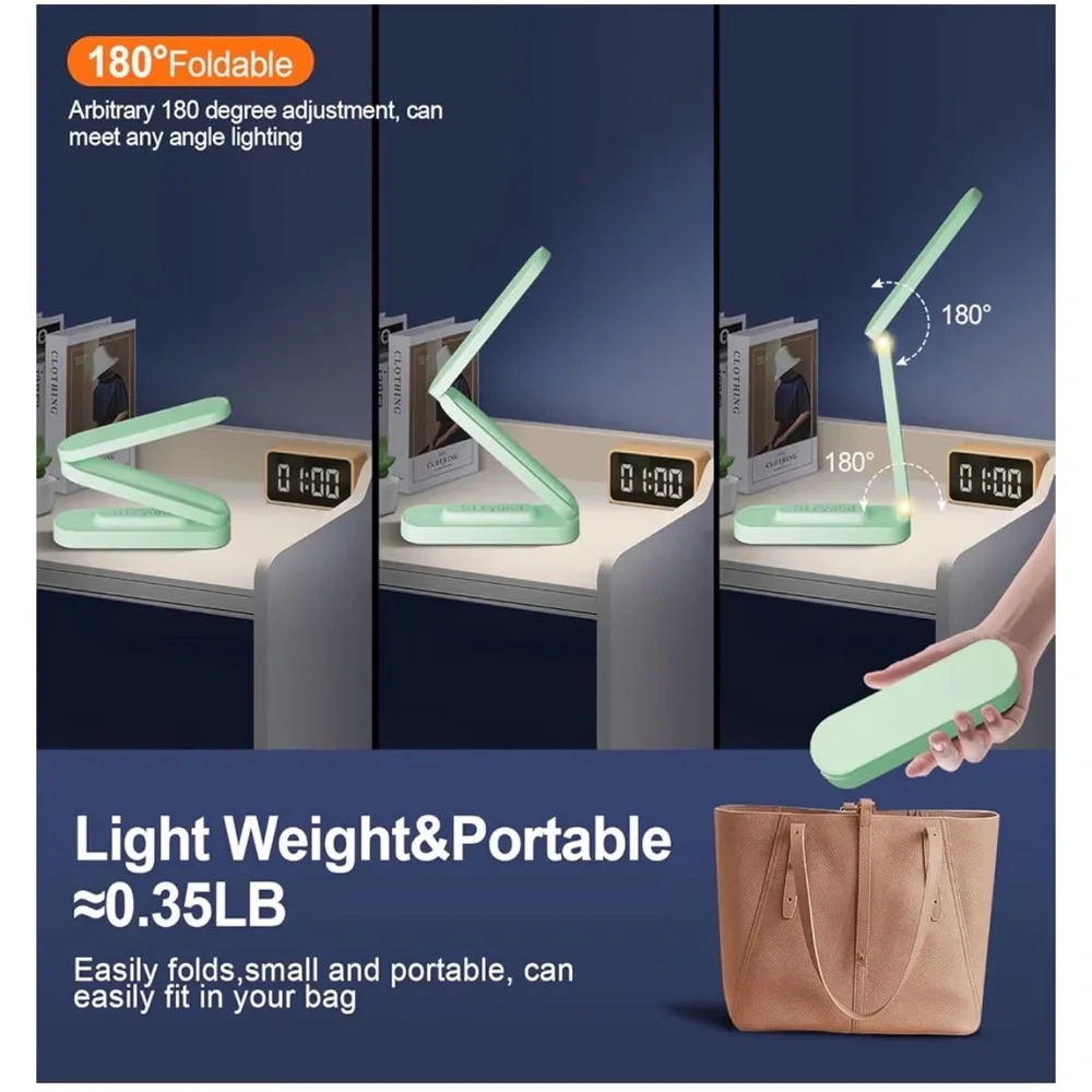 NEW Set of 2 - Mint Green LED Desk Portable Lamp & Battery Operated Rechargeable
